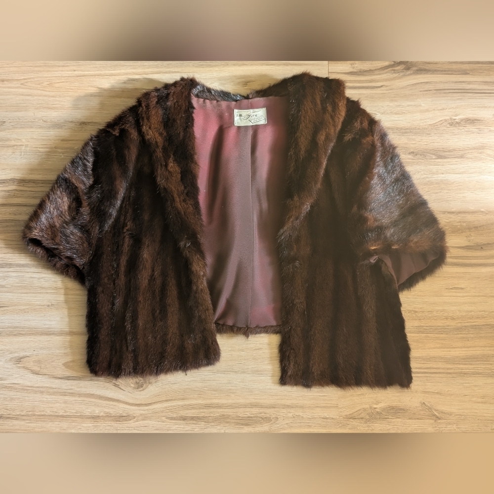 Vintage L.R. Fox New York Vintage 1950's Brown Fox Fur Stole Cape Wrap Womens